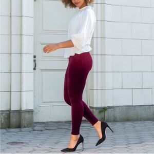 Spanx Maroon Burgundy Velvet Leggings L